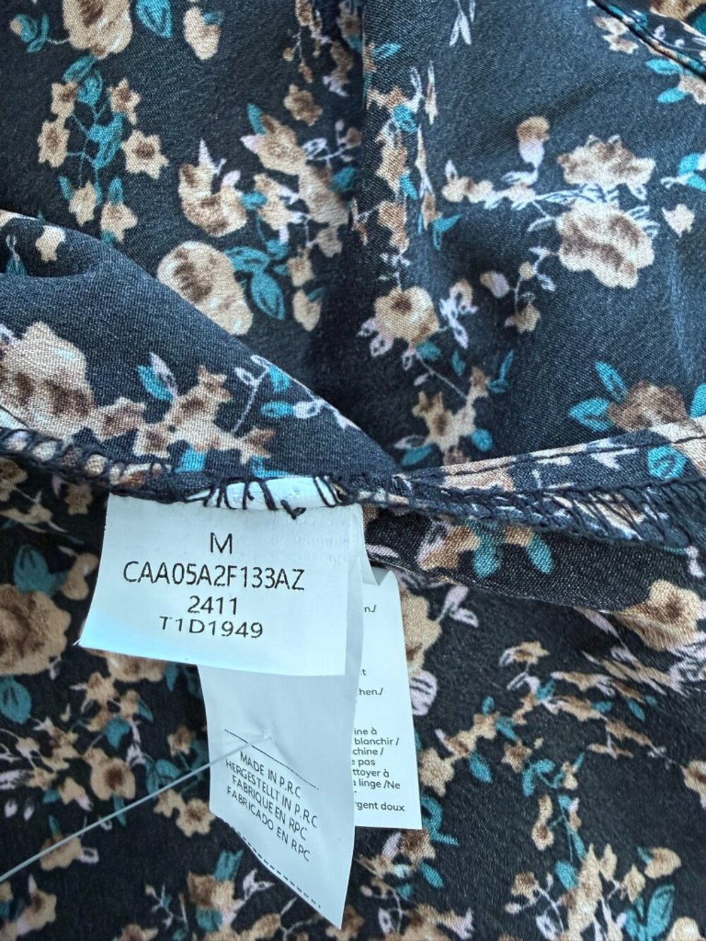 CUPSHE Floral Ruffle Mini Dress Black Long Sleeve Size M - Picture 10 of 10